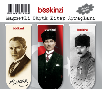 Magnetli Büyük Kitap Ayraç - Atatürk (3 Adet)