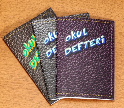 Bookinzi Çizgili Okul Defteri - Deri Desen Mor