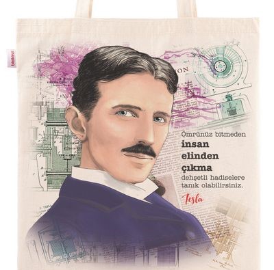 Askılı Bez Çanta - Nikola Tesla